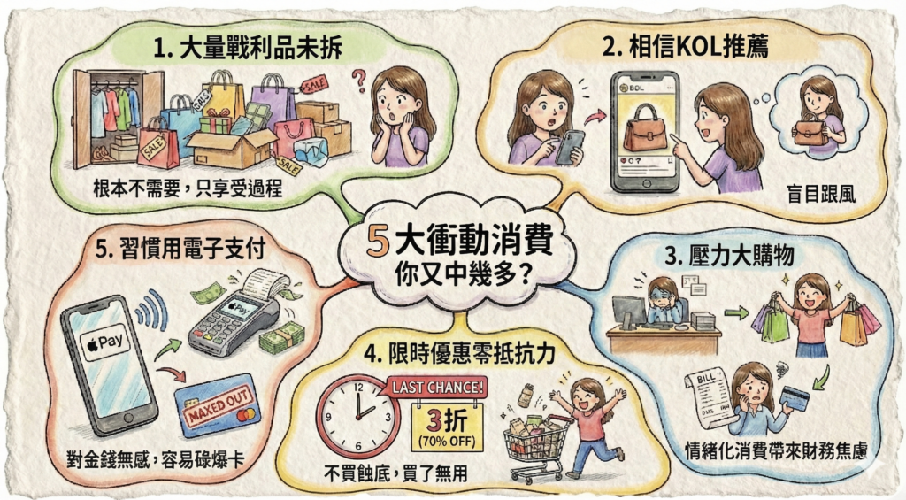 你是否月光族的高危人士?5大衝動消費你又中幾多?